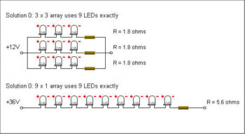 Diagrama de conexión LED de 3 x 3